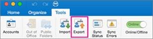 select export from outlook mac