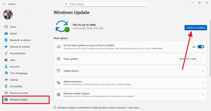 click check for updates to continue