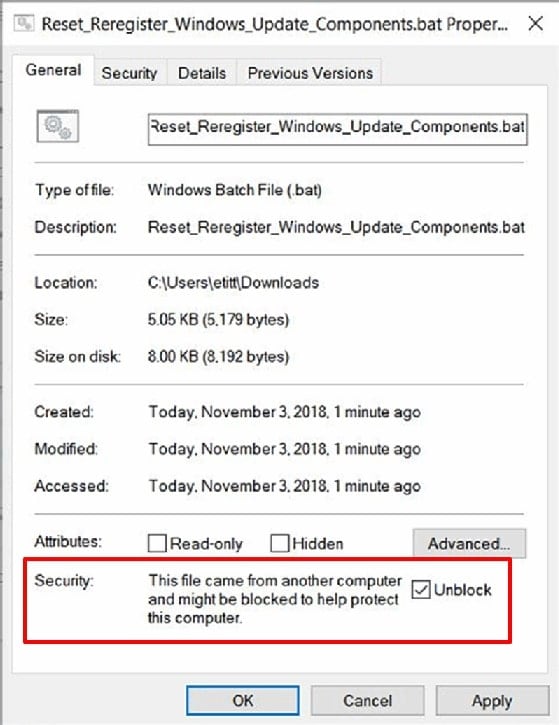 check unblock click ok
