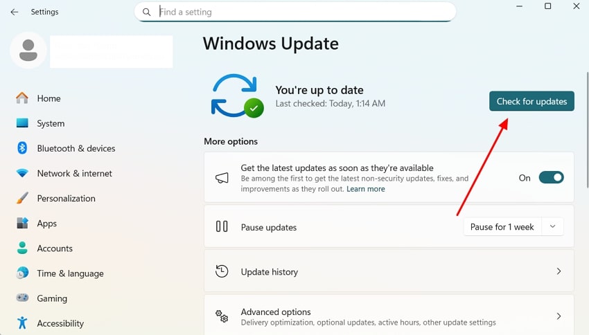 check for windows updates