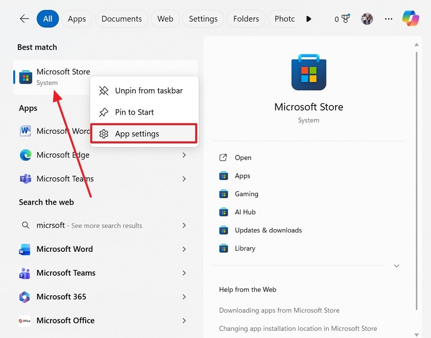 enter problematic app settings