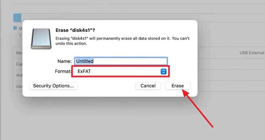 click erase option