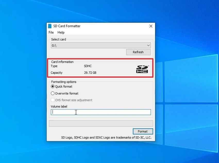 select your sd card