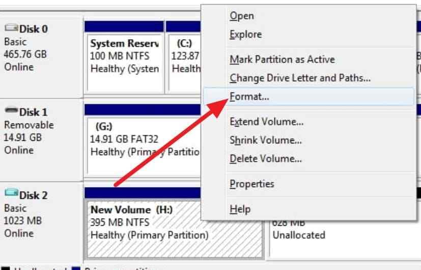 tap on format option