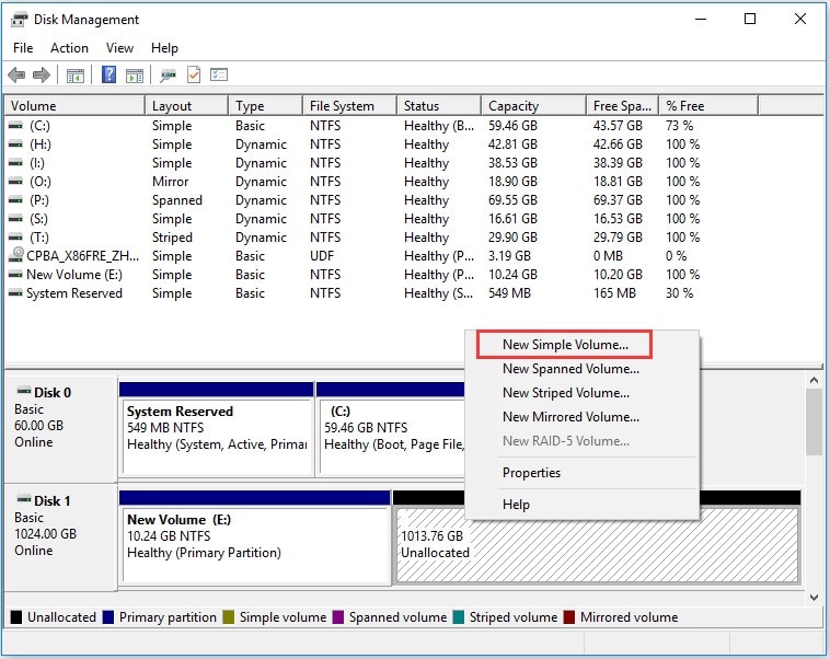 create partition on external hard drive via disk management