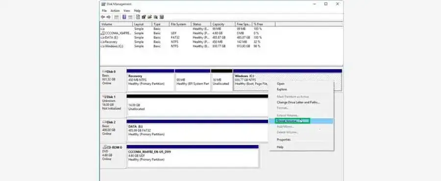 open disk management