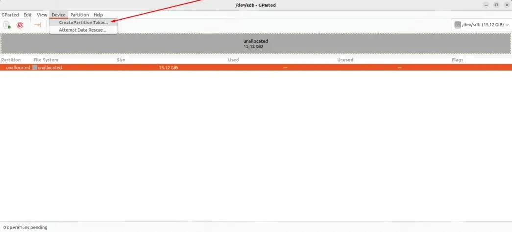 create a partition table