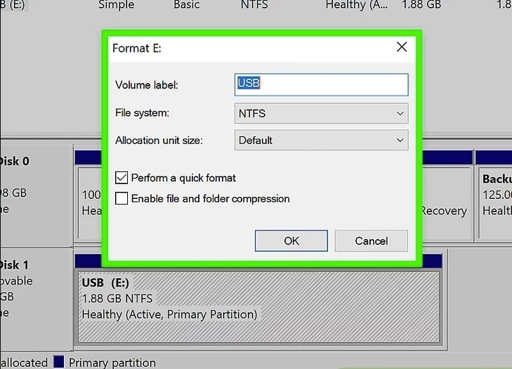 format the usb drive