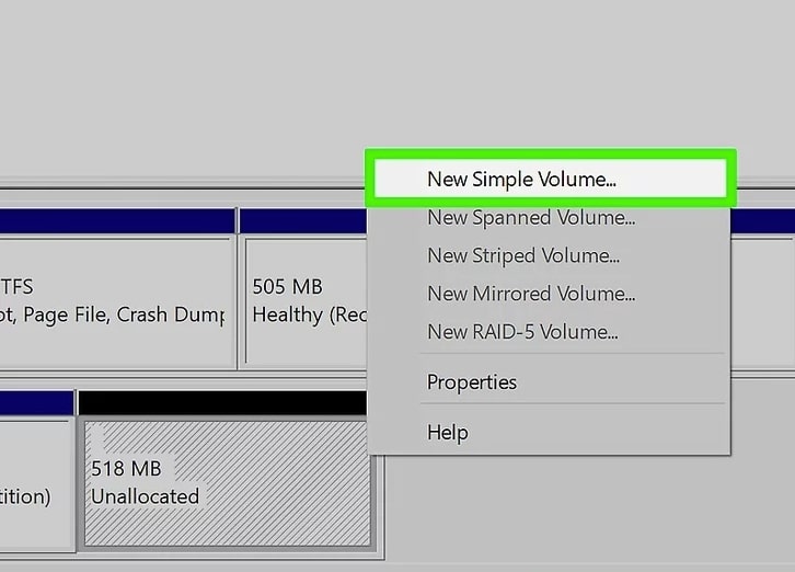 create a new simple volume