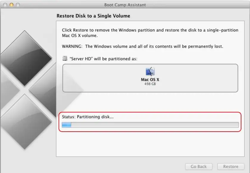 partitioning disk into a single volume