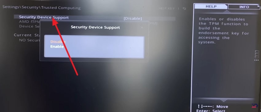 security device support option