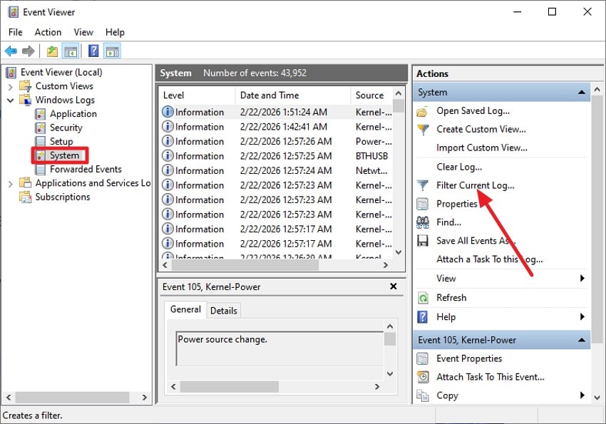 access system from event viewer