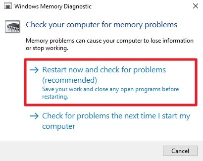 restart now and check for problems