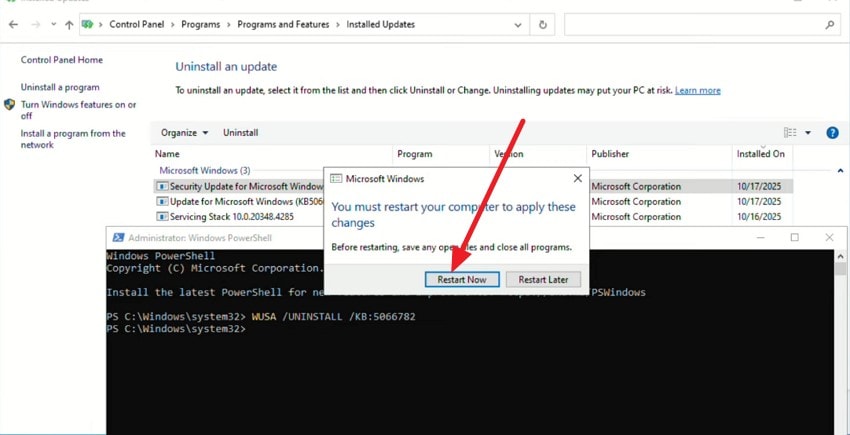 press restart to restart your system