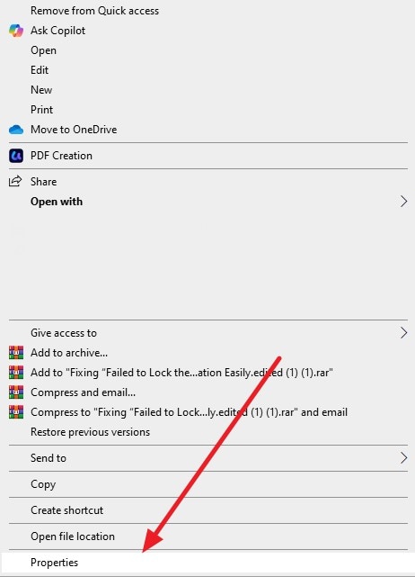 access properties for file explorer
