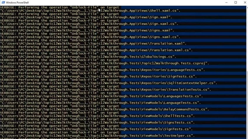 open folder in powershell