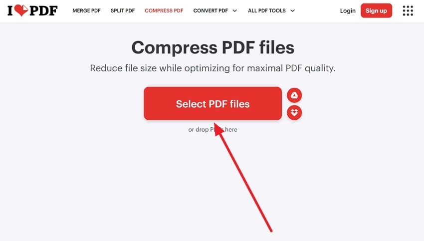 upload large pdf ilovepdf