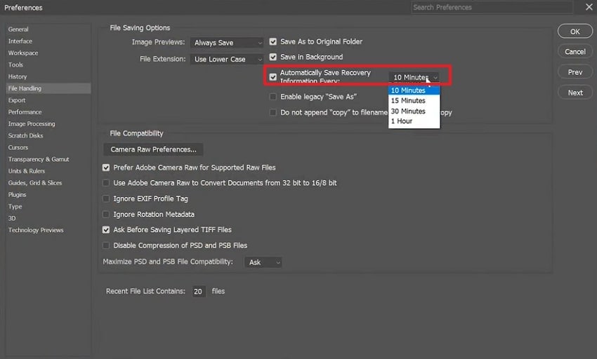 set autosave on windows