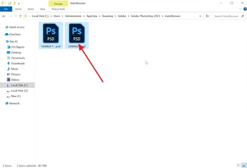 locate psd files on windows