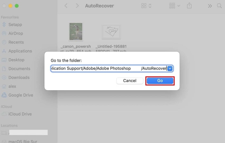 navigate go to folder on mac