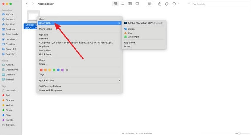 reopen psd file on mac