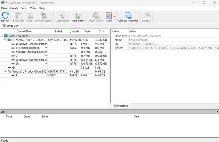 r studio storage scanning screen