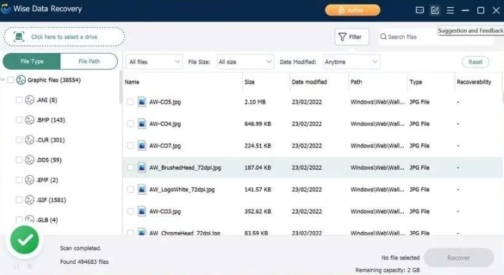 wise data photo recovery step