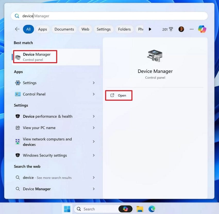 open device manager