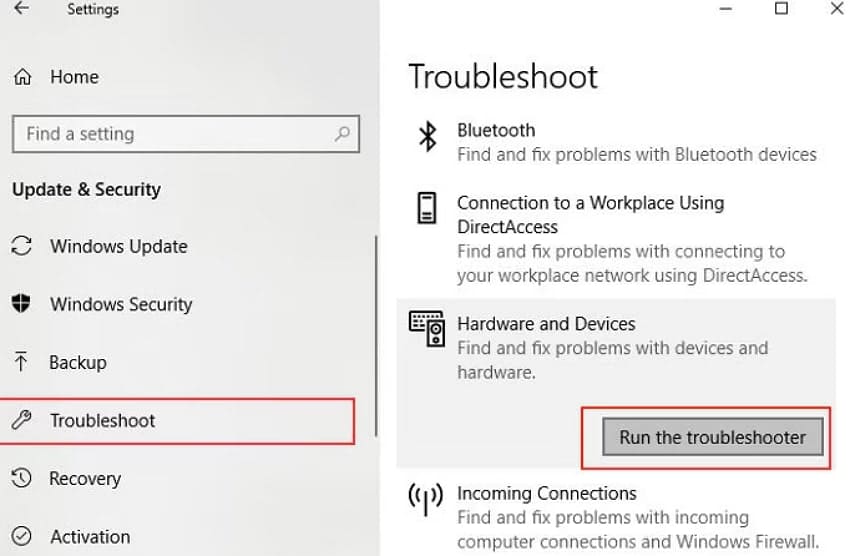 click on run troubleshooter