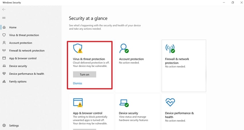choose virus and threat protection