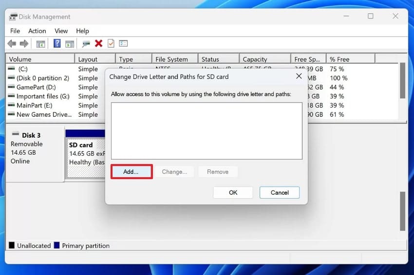 choose add option