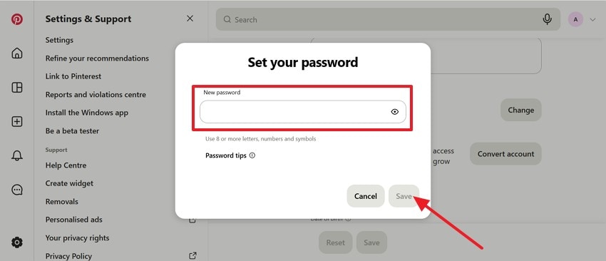 press save after change the password