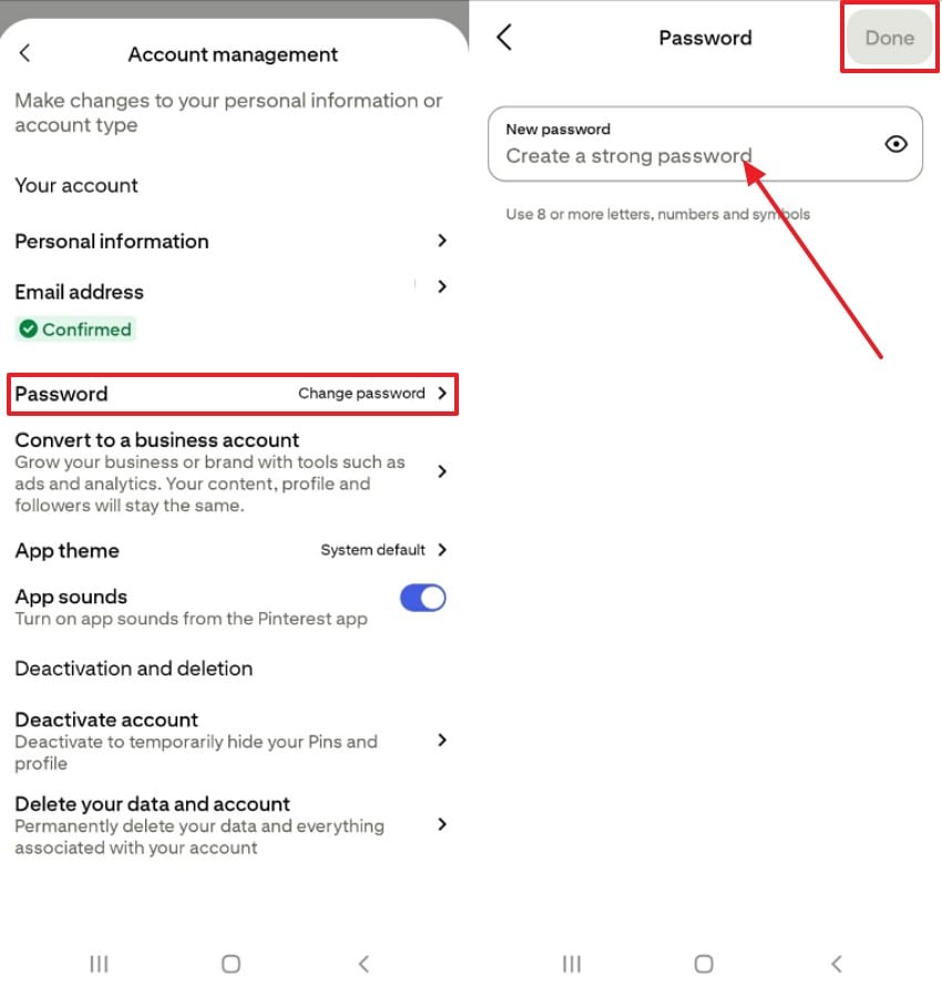 change password in account management