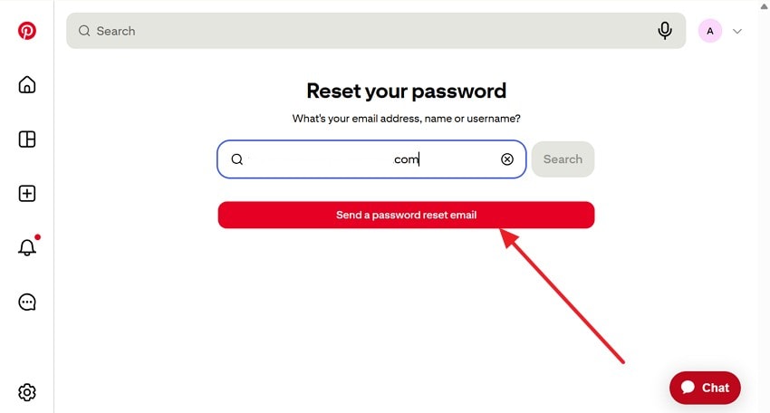 select send a password reset email