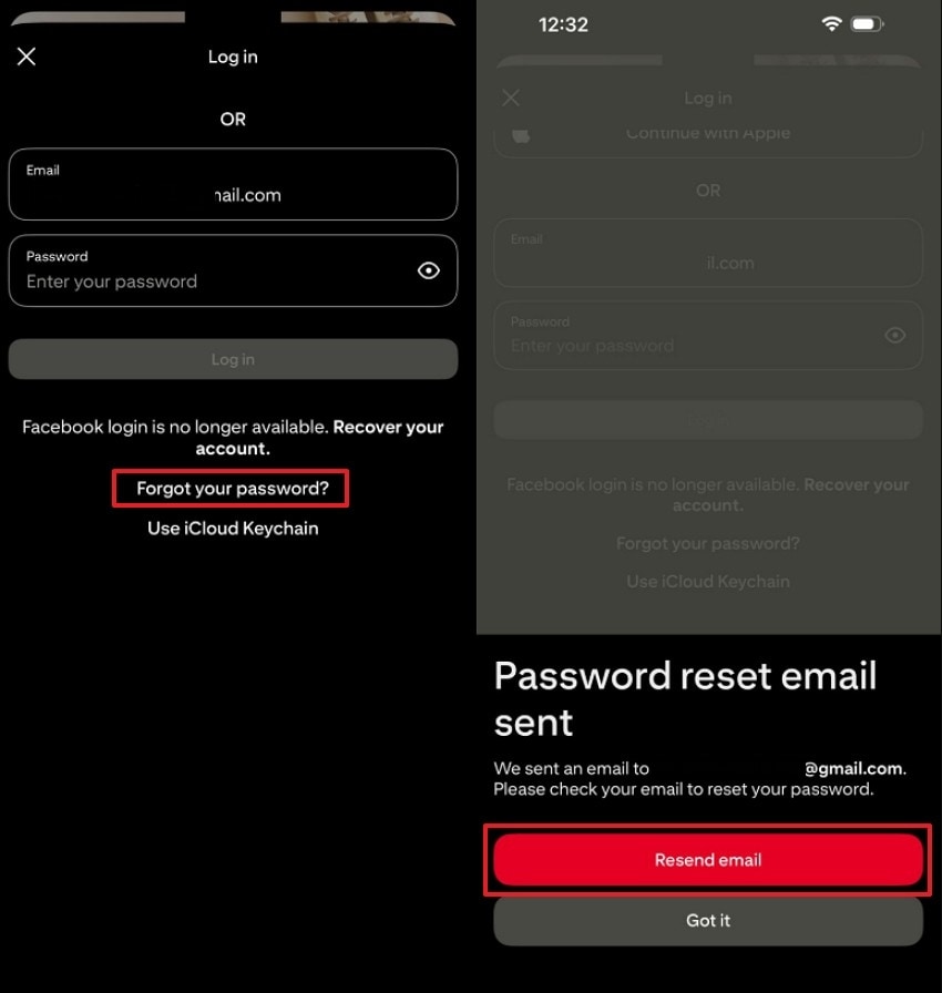 pick resend email in ios