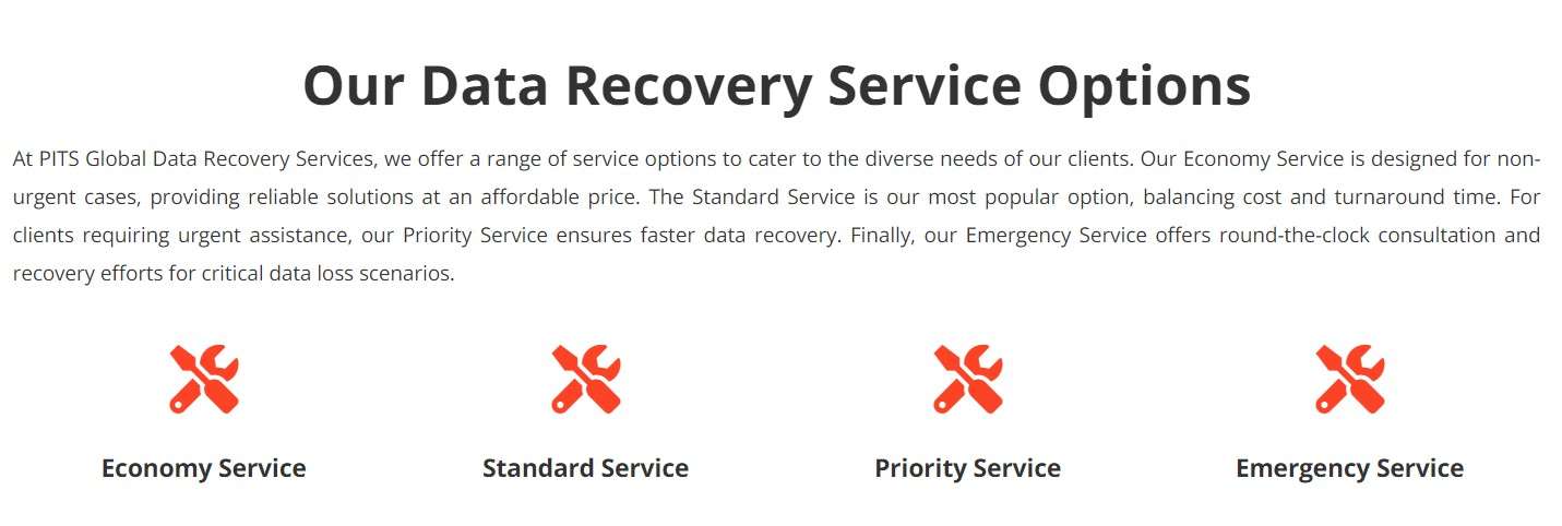 opzioni del servizio di recupero dati 