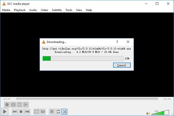 older vlc update download progress window