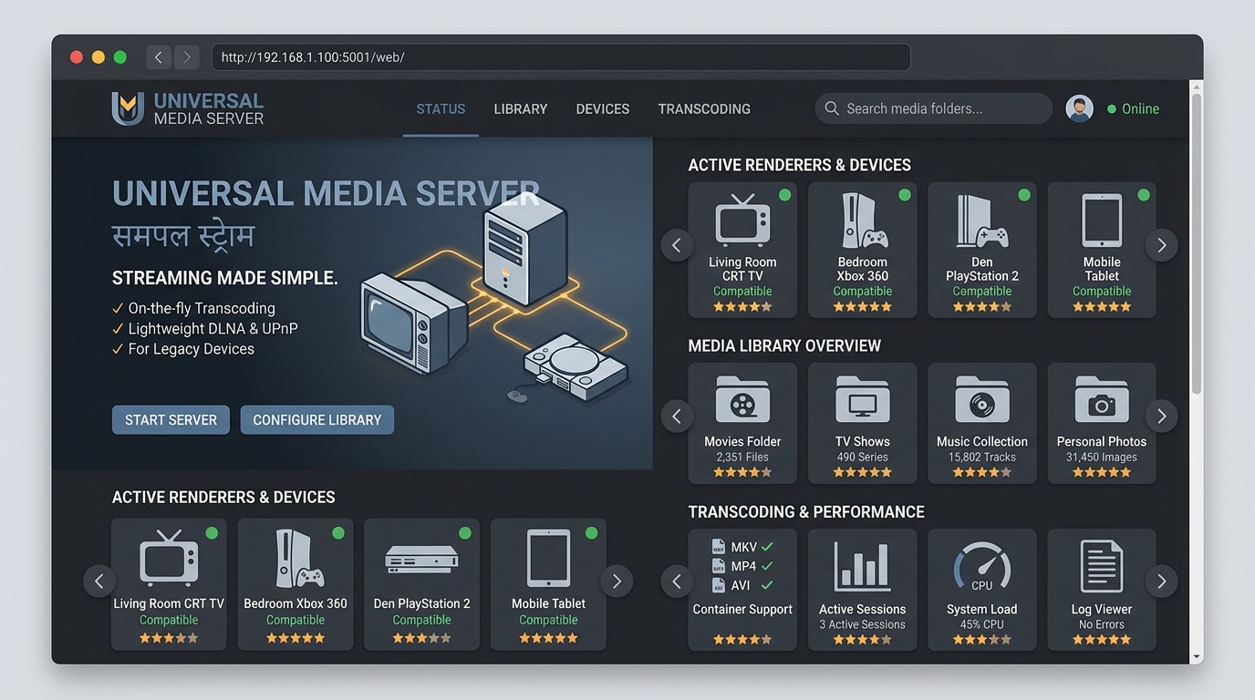universal media server dlna streaming