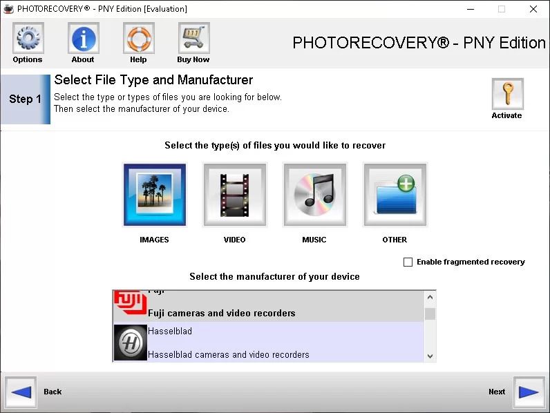select file types to recover