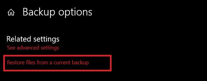 restore files from a backup
