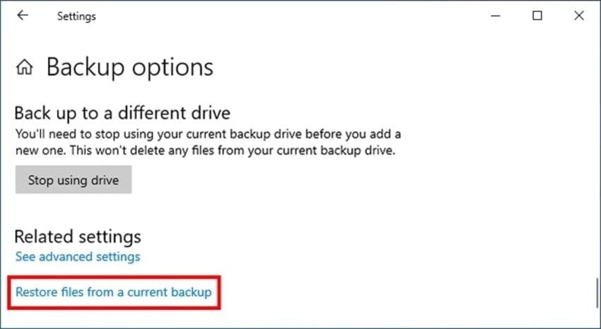 restore files from a current backup