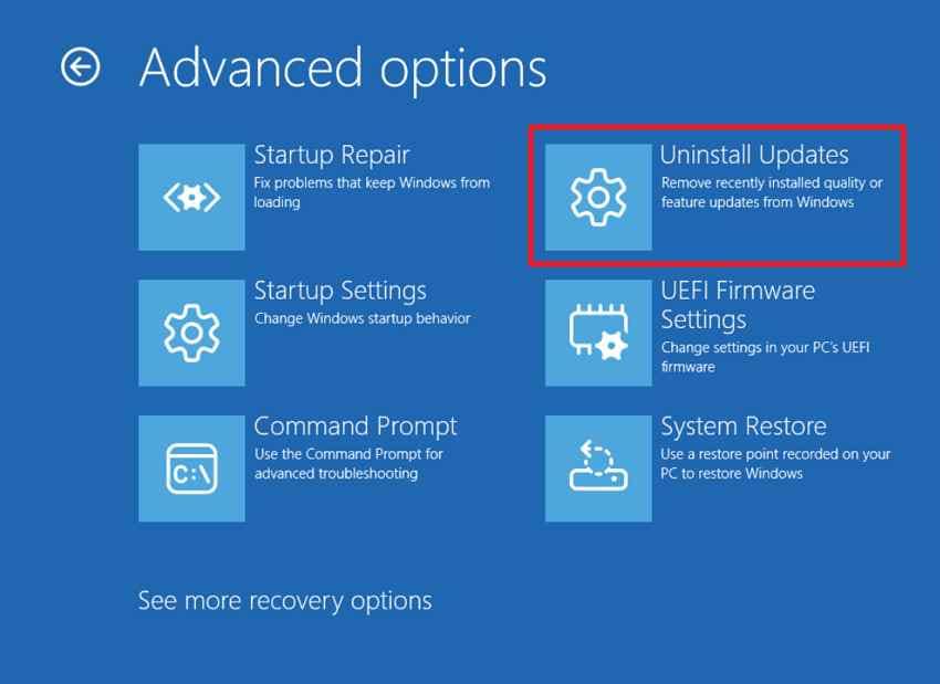 remove latest windows updates