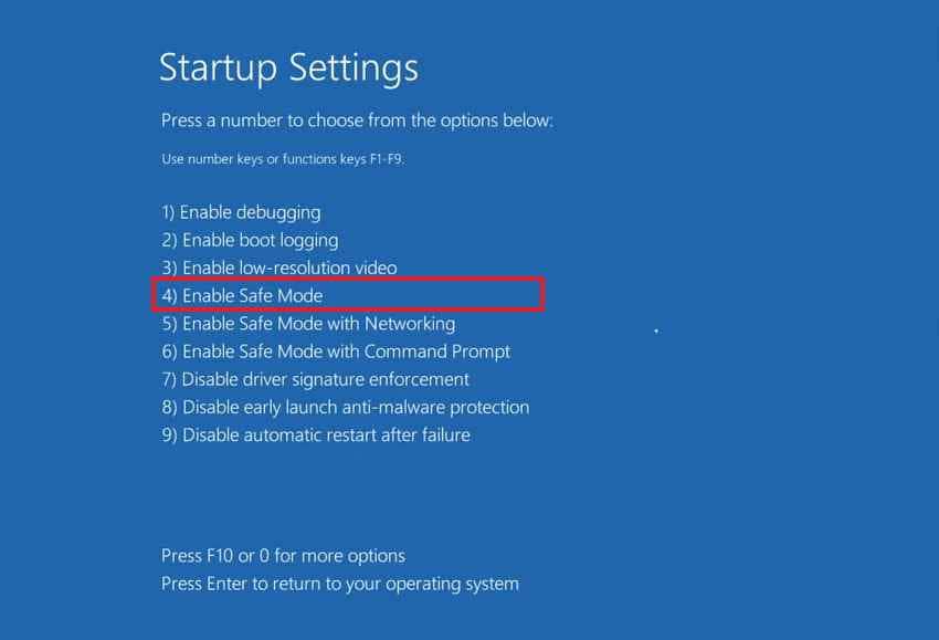 enable safe mode for automatic repair black screen