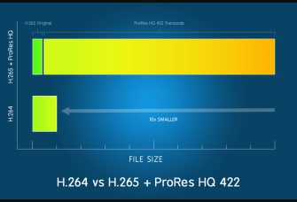 H.264/ H.265/ prores 422 file sizes