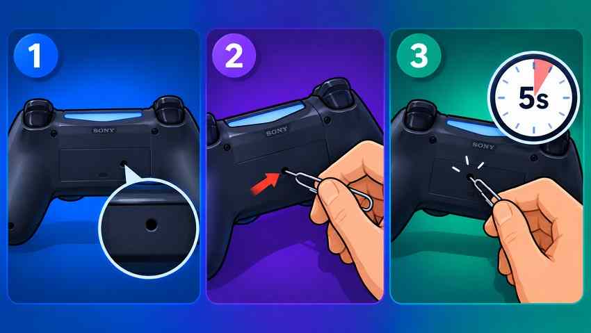illustrated location of dualshock 4 rear reset button