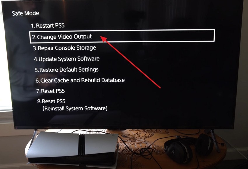 select change video output option