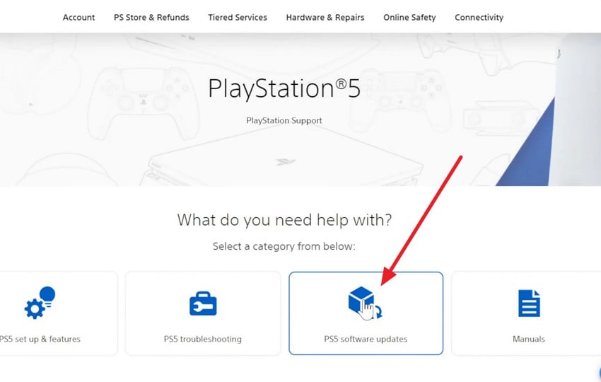 click on ps5 software updates