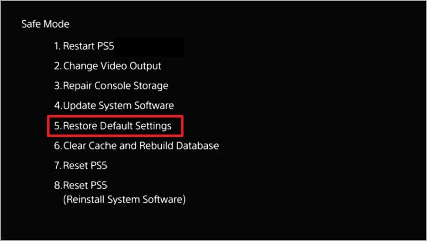 choose restore default settings option