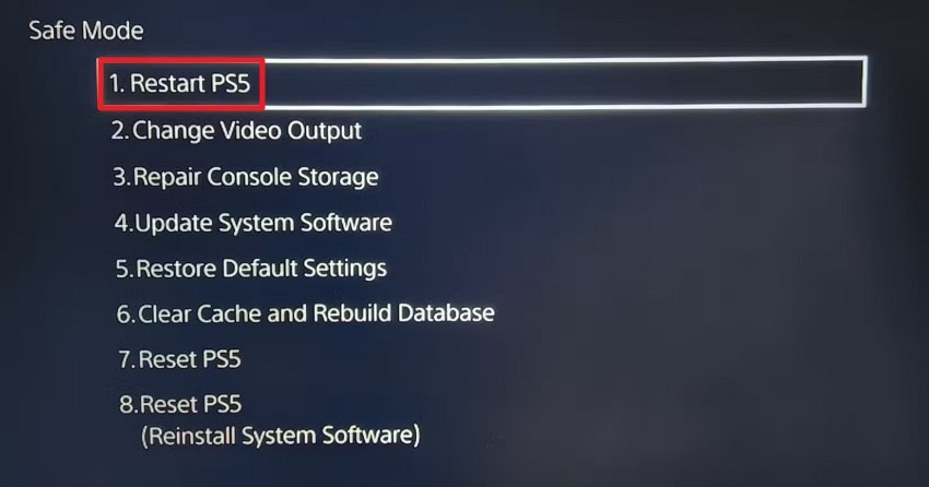 restart ps5 console normally