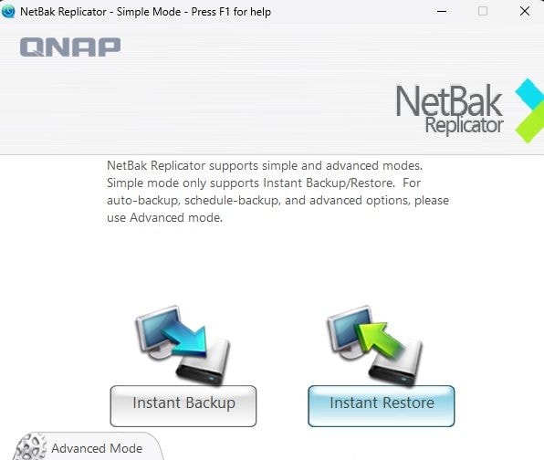 qnap netbak replicator instant restore